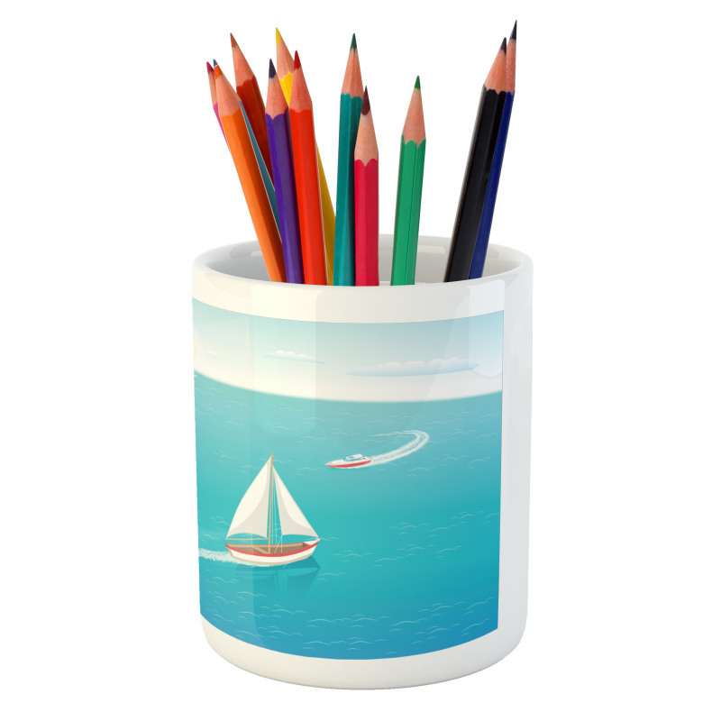 Sailing Boats and Sun Pencil Pen Holder