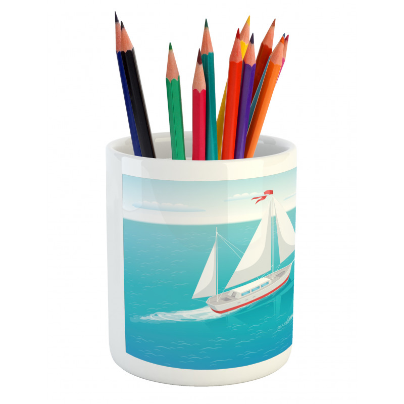 Sailing Boats and Sun Pencil Pen Holder