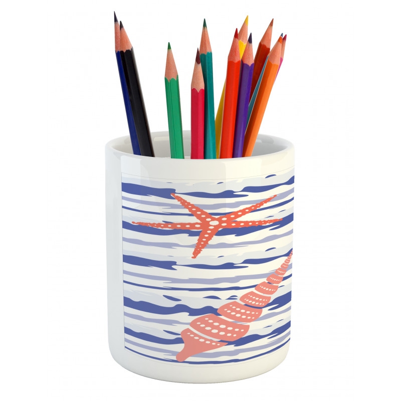 Wavy Stripes Starfish Pencil Pen Holder