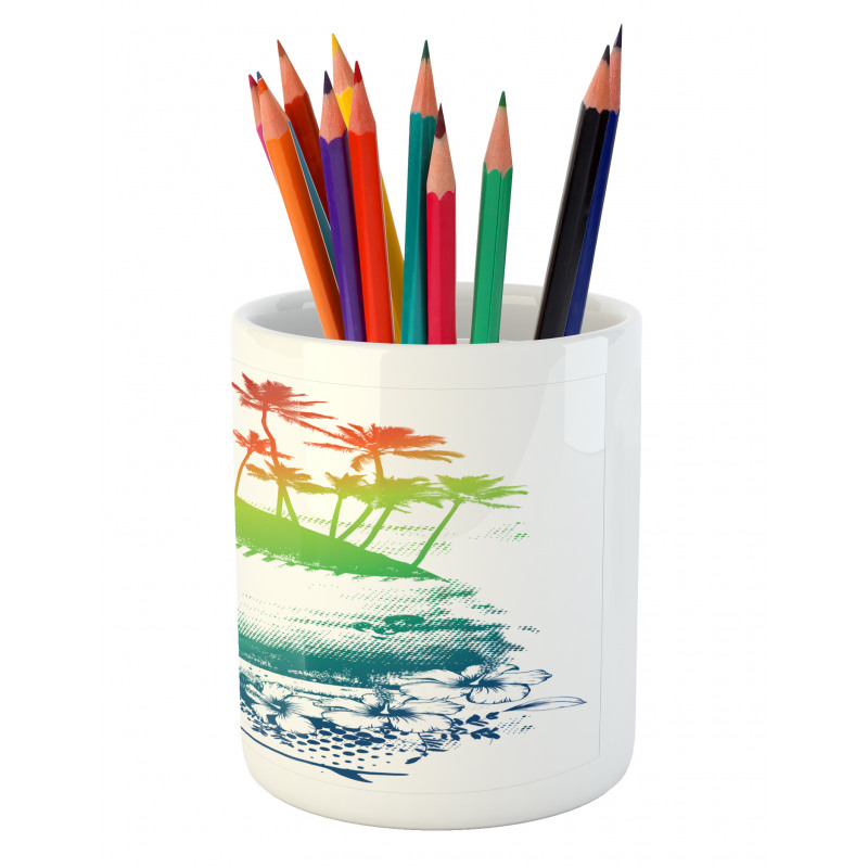 Grunge Summer Scenery Pencil Pen Holder