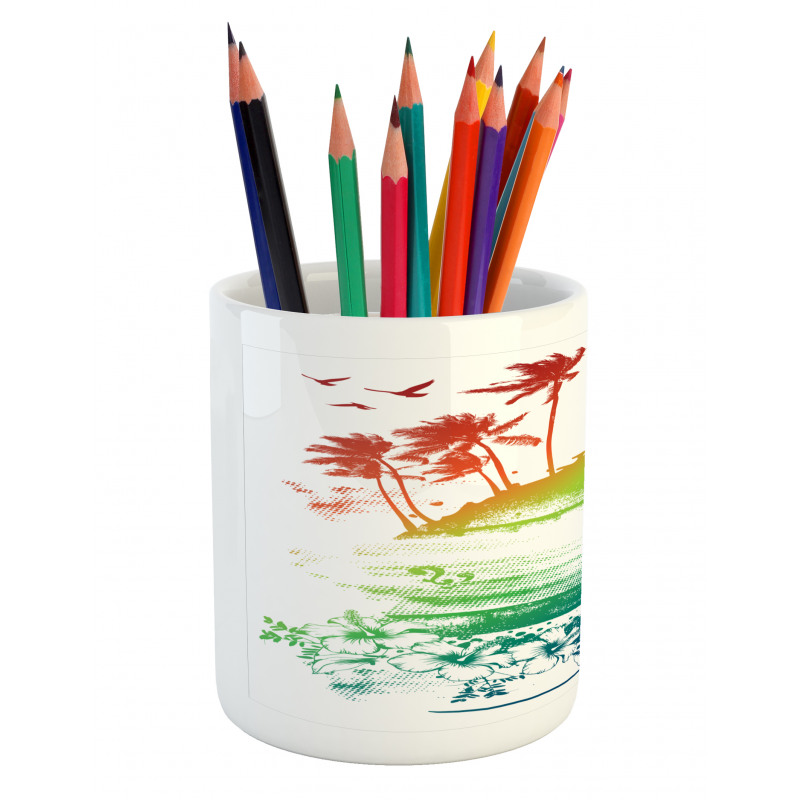 Grunge Summer Scenery Pencil Pen Holder