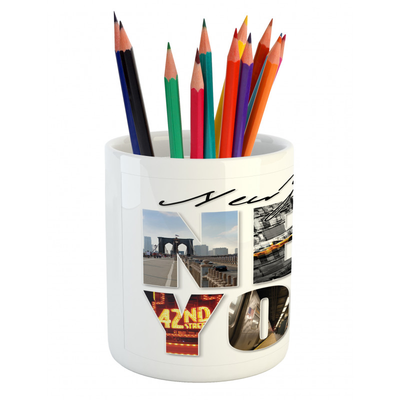 New York Collage Pencil Pen Holder