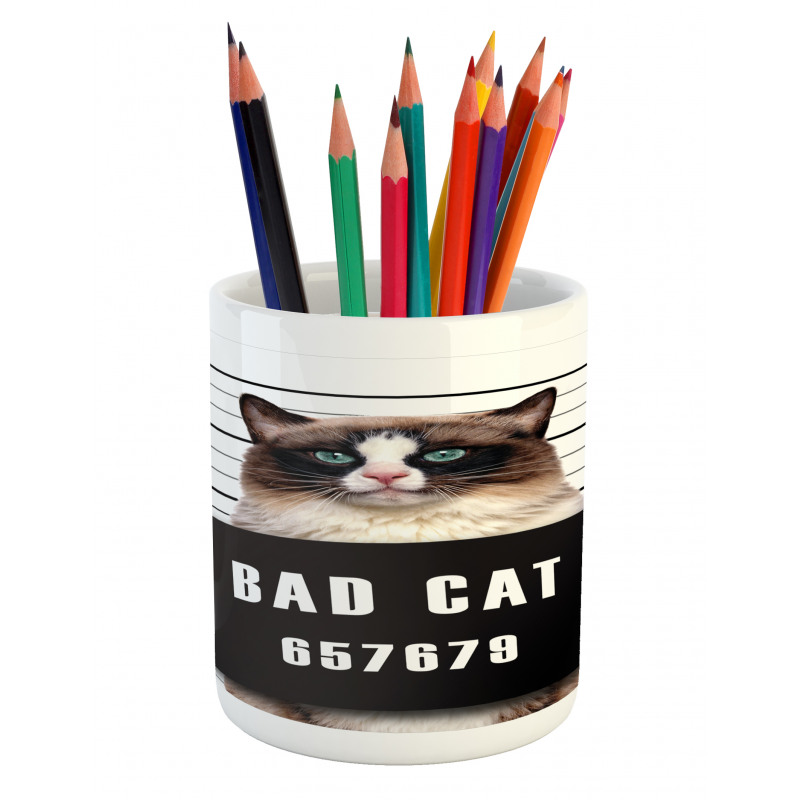 Jail Kitty Under Arrest Pencil Pen Holder