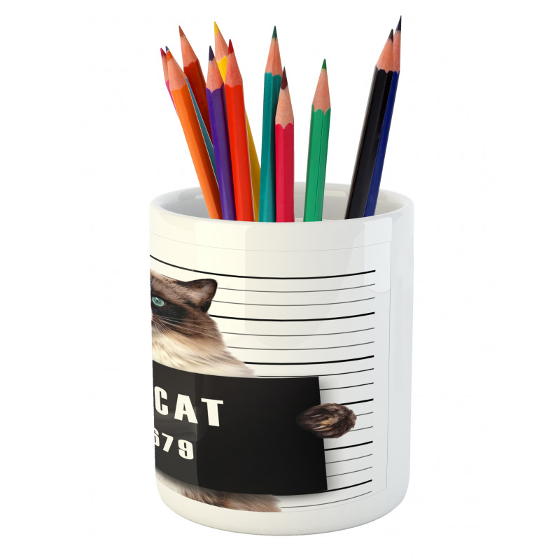 Jail Kitty Under Arrest Pencil Pen Holder