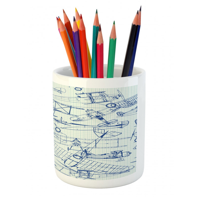 Old Airplane Drawing Pencil Pen Holder