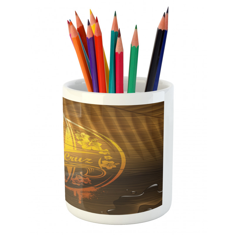 Flowers Riding Waves Pencil Pen Holder