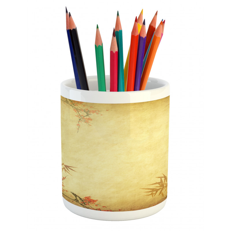 Bamboo Stems and Blooms Pencil Pen Holder