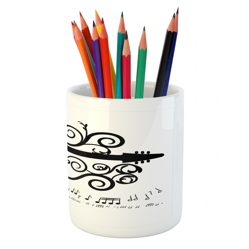 Retro Curls and Music Notes Pencil Pen Holder