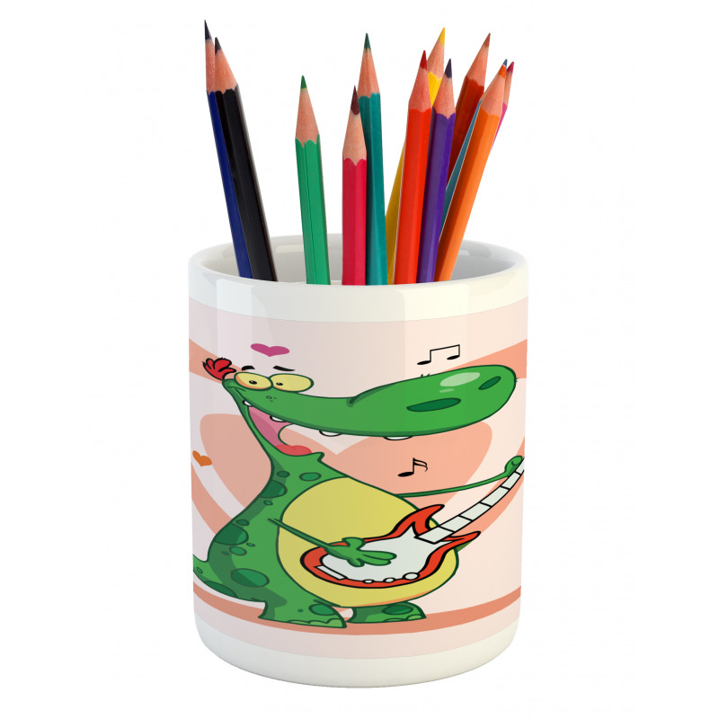 Hearts and a Happy Dinosaur Pencil Pen Holder