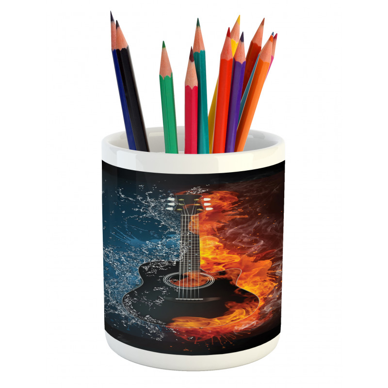 Water and Fire Effect Design Pencil Pen Holder