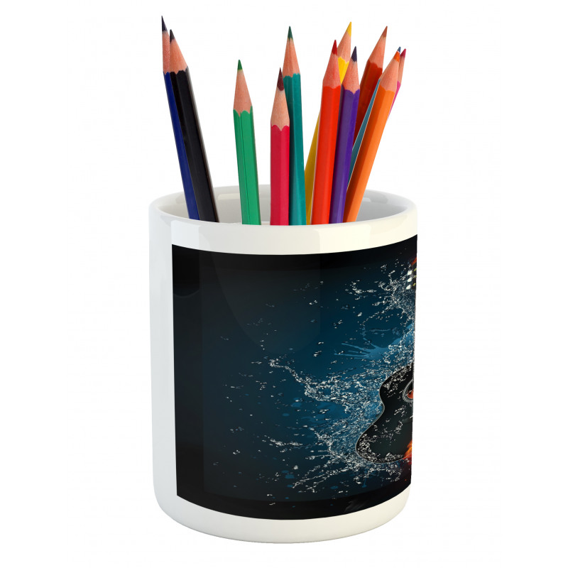 Water and Fire Effect Design Pencil Pen Holder