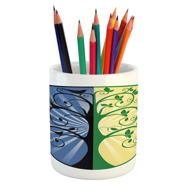 Ying Yang Tree Asian Pencil Pen Holder