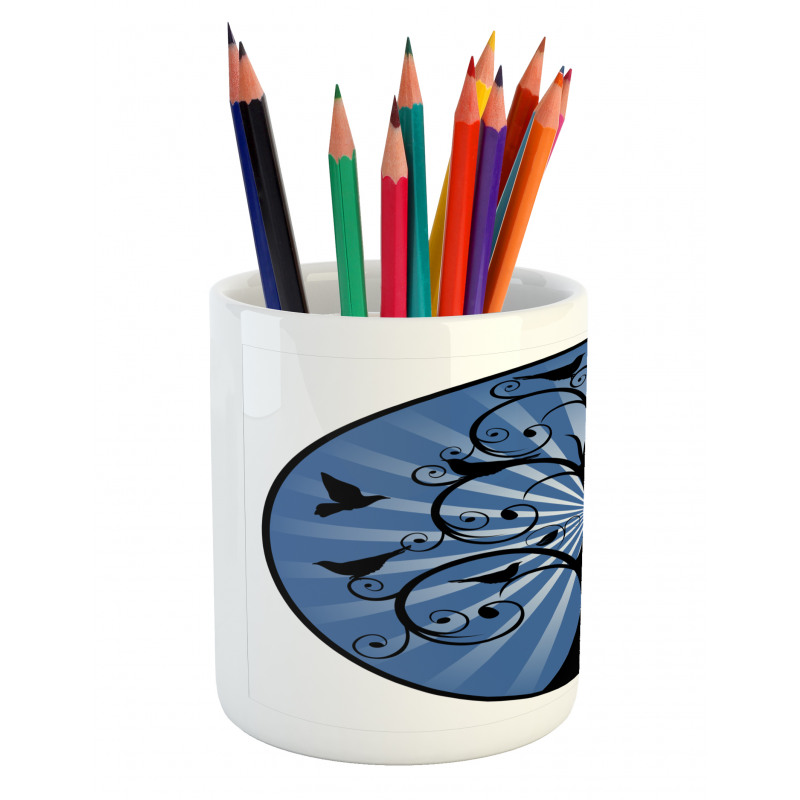 Ying Yang Tree Asian Pencil Pen Holder