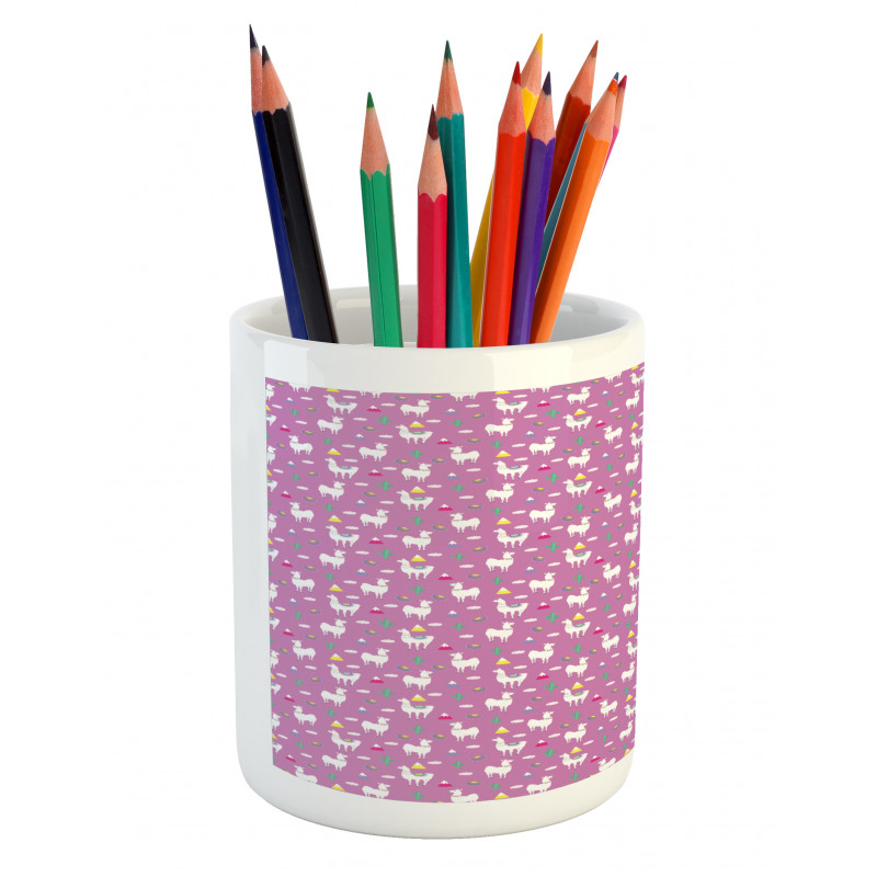 Llamas and Mountains Pencil Pen Holder