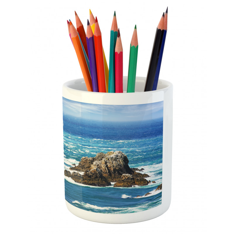Daytime Wavy Rocky Sea Pencil Pen Holder