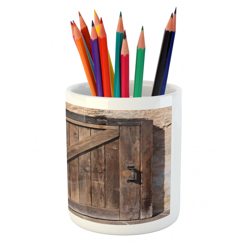 Aged Door Vintage Rural Pencil Pen Holder