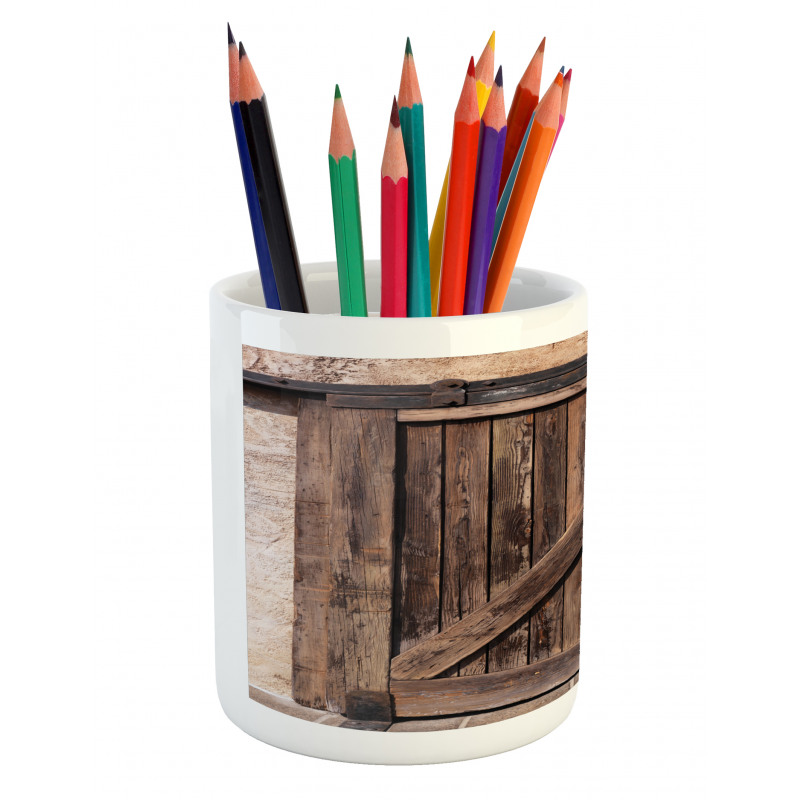 Aged Door Vintage Rural Pencil Pen Holder