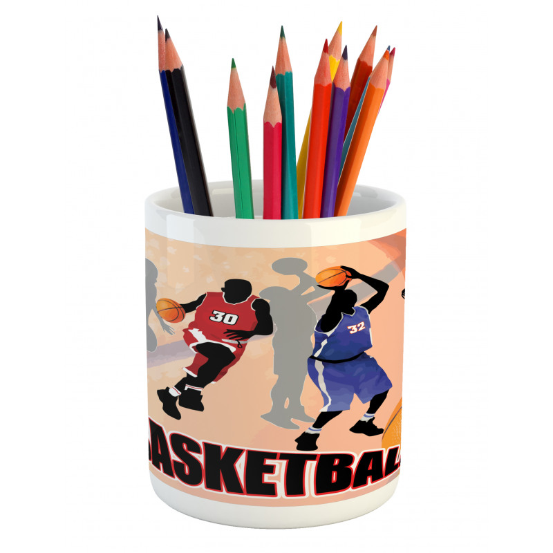 Vintage Basketball Art Pencil Pen Holder