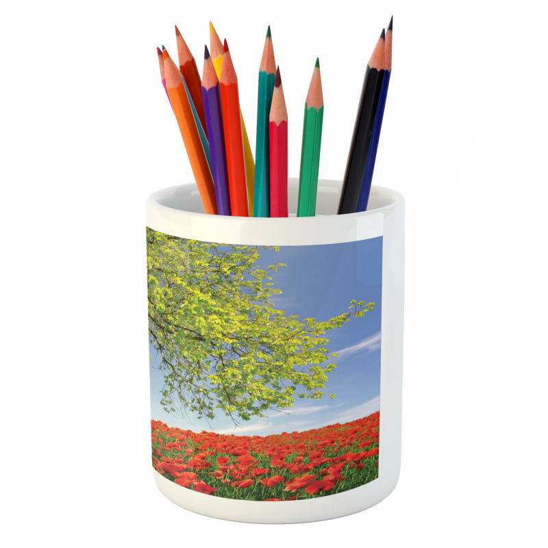 Spring Scenery Flowers Pencil Pen Holder