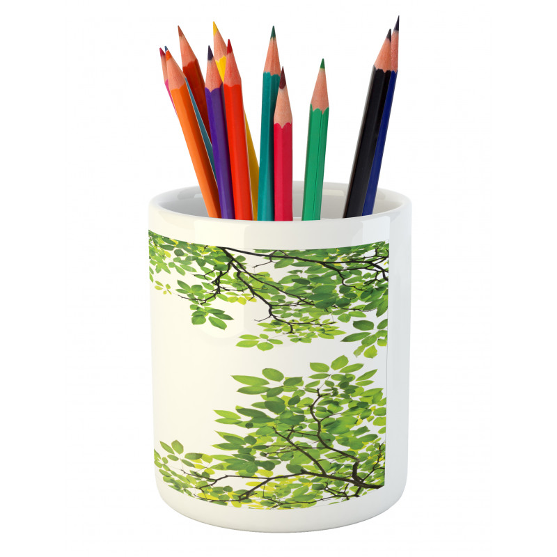 Fresh Branch with Leaves Pencil Pen Holder