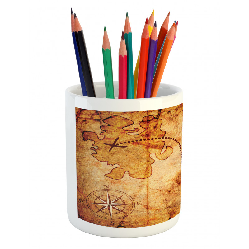 Treasure Map Compass Pencil Pen Holder