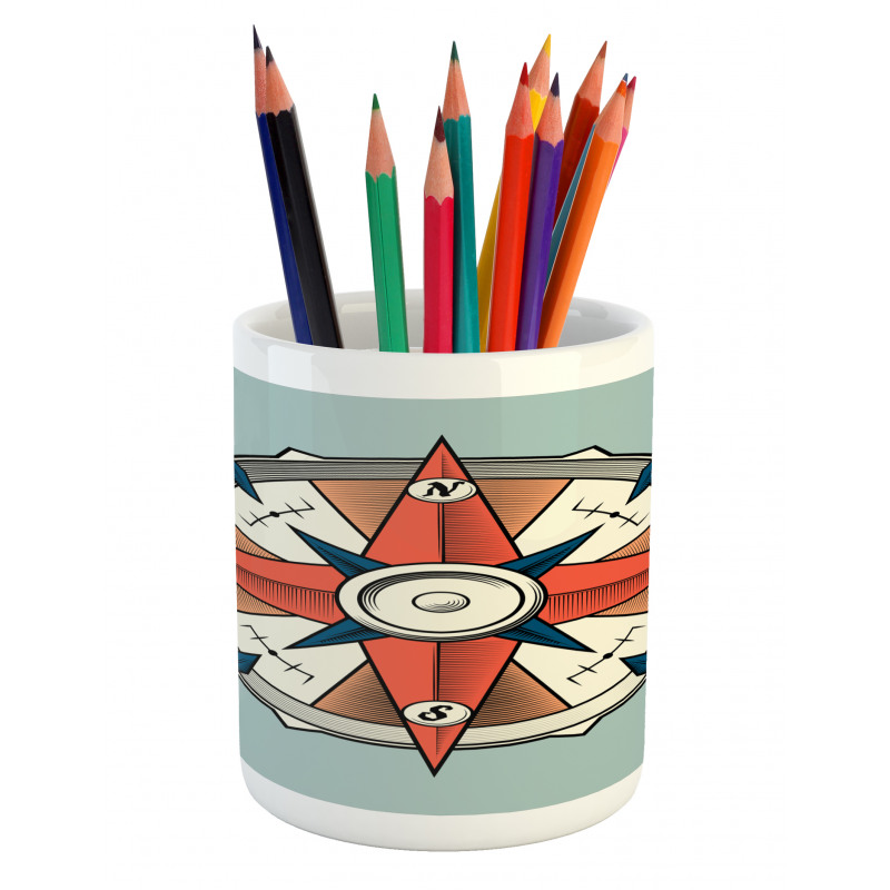 Cruise Compass Grunge Pencil Pen Holder