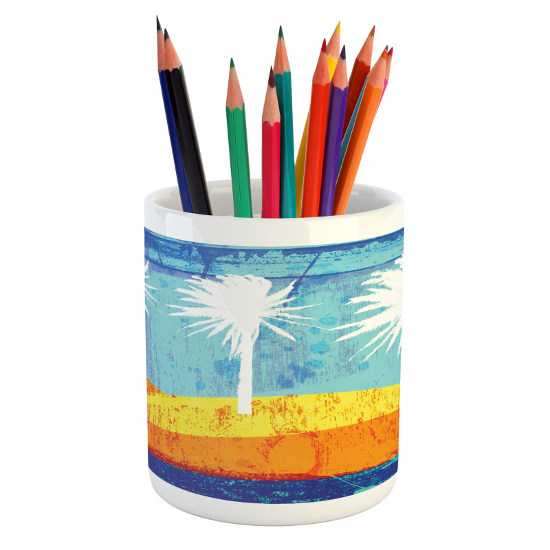 Tropic Beach Palms Pencil Pen Holder