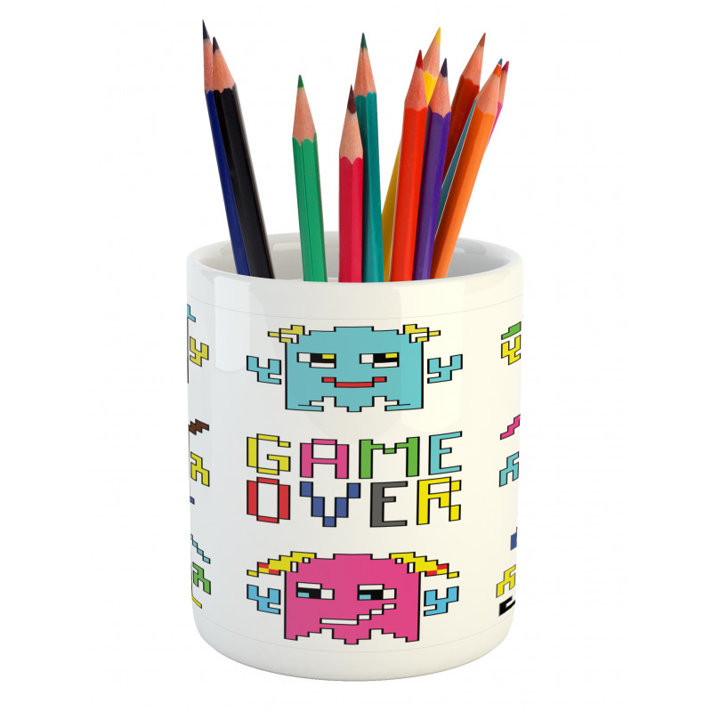 Pixel Robot Emotion Pencil Pen Holder