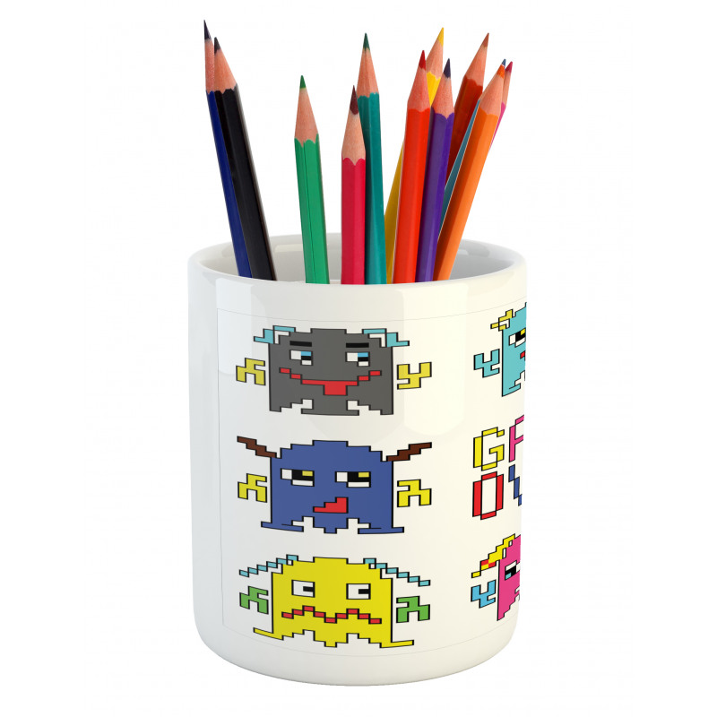 Pixel Robot Emotion Pencil Pen Holder