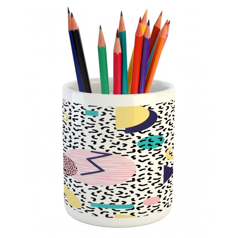 Retro Geometric Shapes Pencil Pen Holder