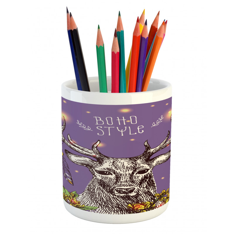 Wild Rein Deer Hand Drawn Pencil Pen Holder