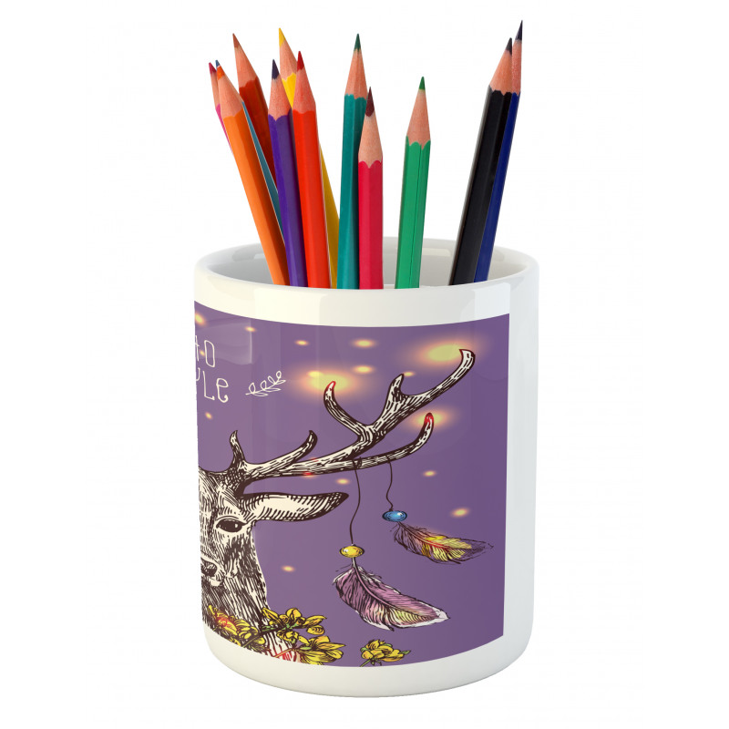 Wild Rein Deer Hand Drawn Pencil Pen Holder