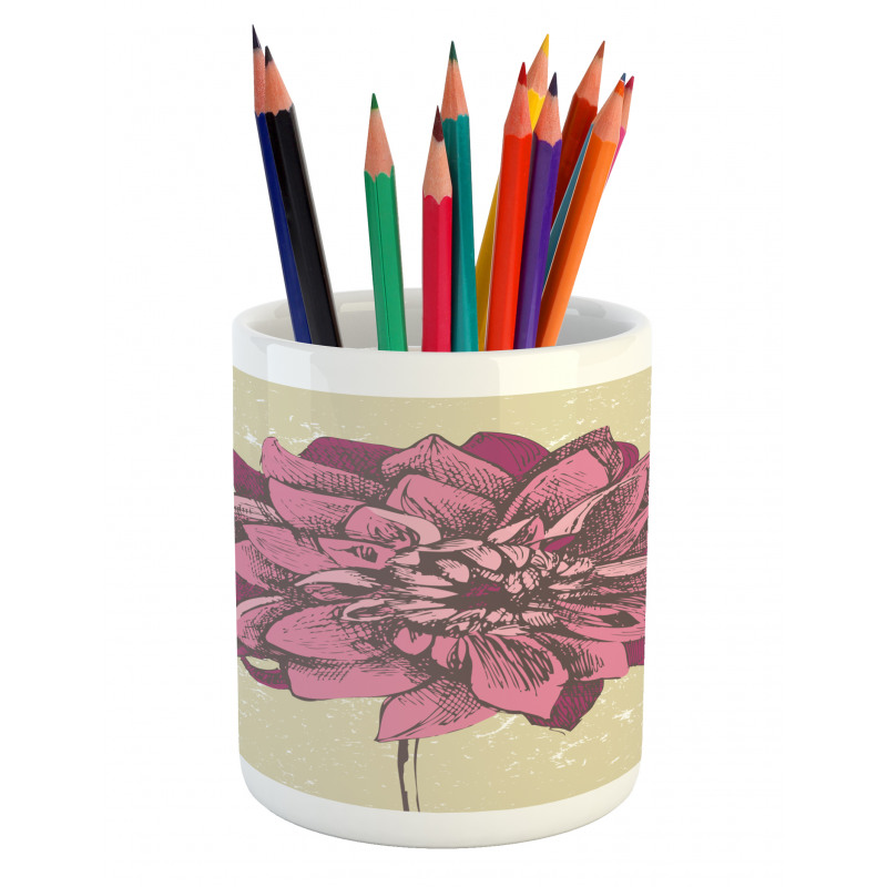 Dahlia Flower Bohemian Pencil Pen Holder