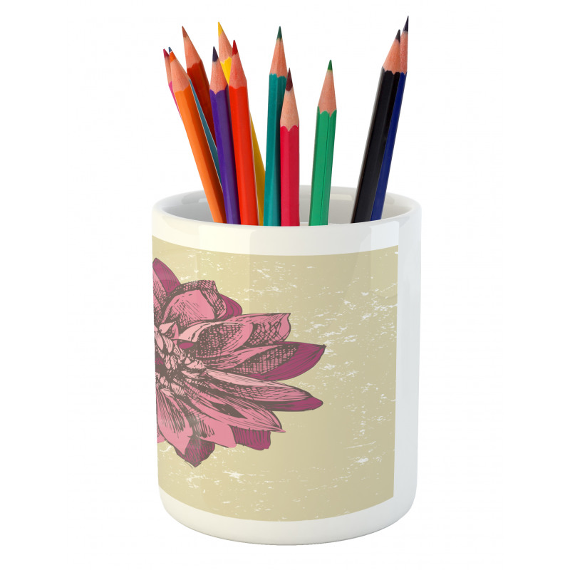 Dahlia Flower Bohemian Pencil Pen Holder