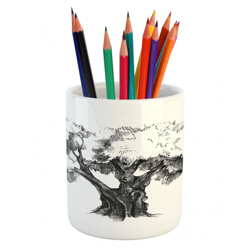 Olive Tree Retro Nature Pencil Pen Holder