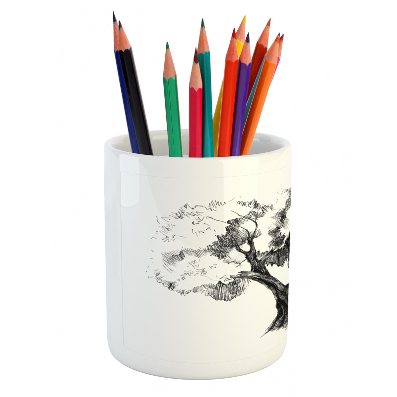 Olive Tree Retro Nature Pencil Pen Holder