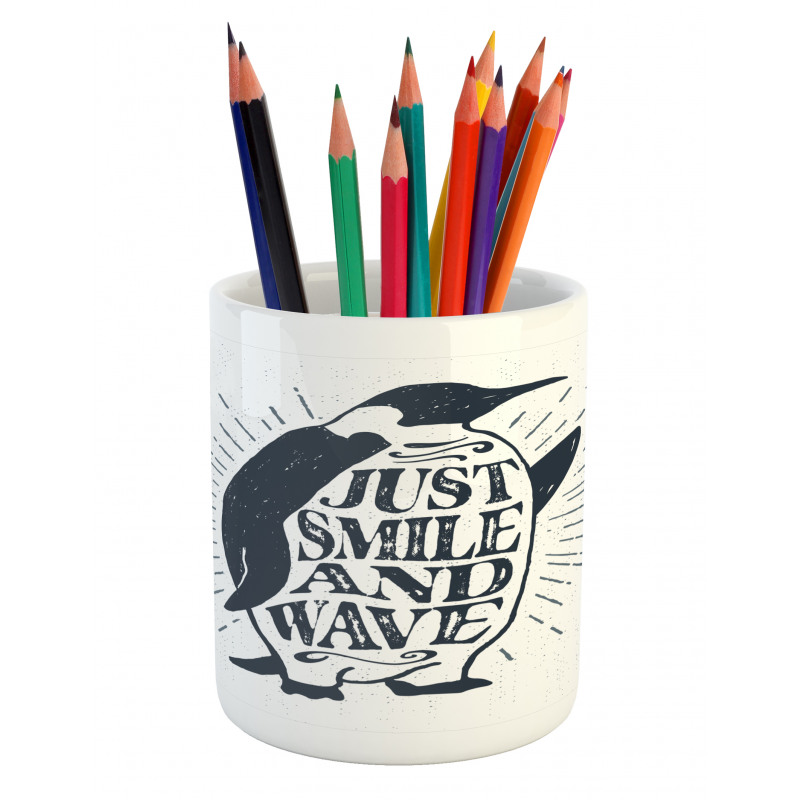 Penguin and Words Pencil Pen Holder