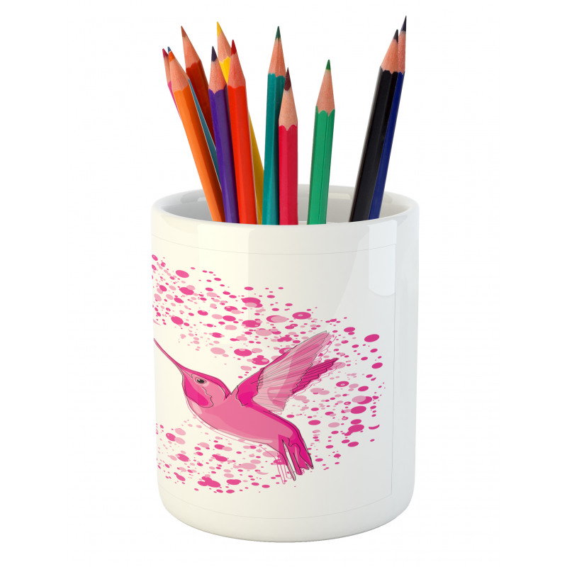 Hummingbird Flower Dots Pencil Pen Holder