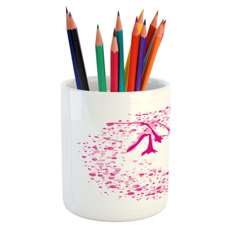 Hummingbird Flower Dots Pencil Pen Holder