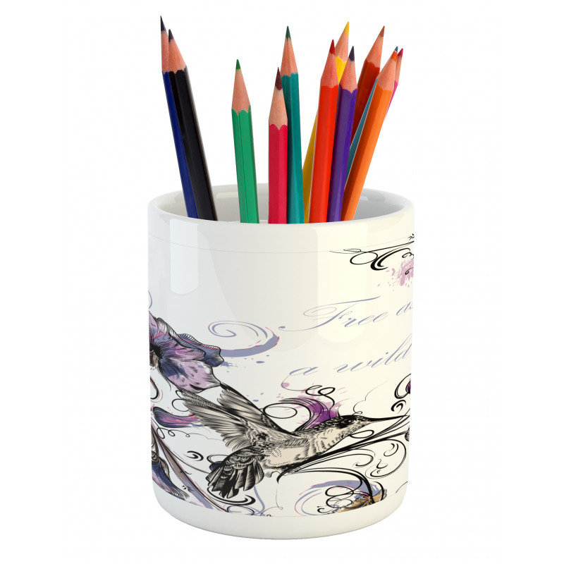 Ornate Flowers Leaves Pencil Pen Holder