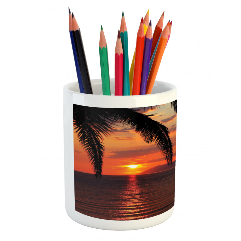 Sunrise on Sea and Palms Pencil Pen Holder