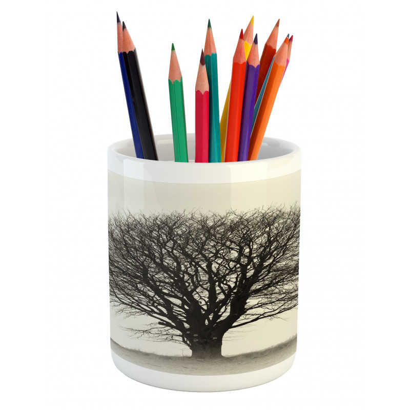 Fall Tree Monochrome Art Pencil Pen Holder