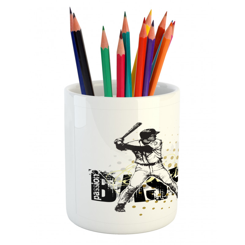 Baseball Grunge Batting Pencil Pen Holder