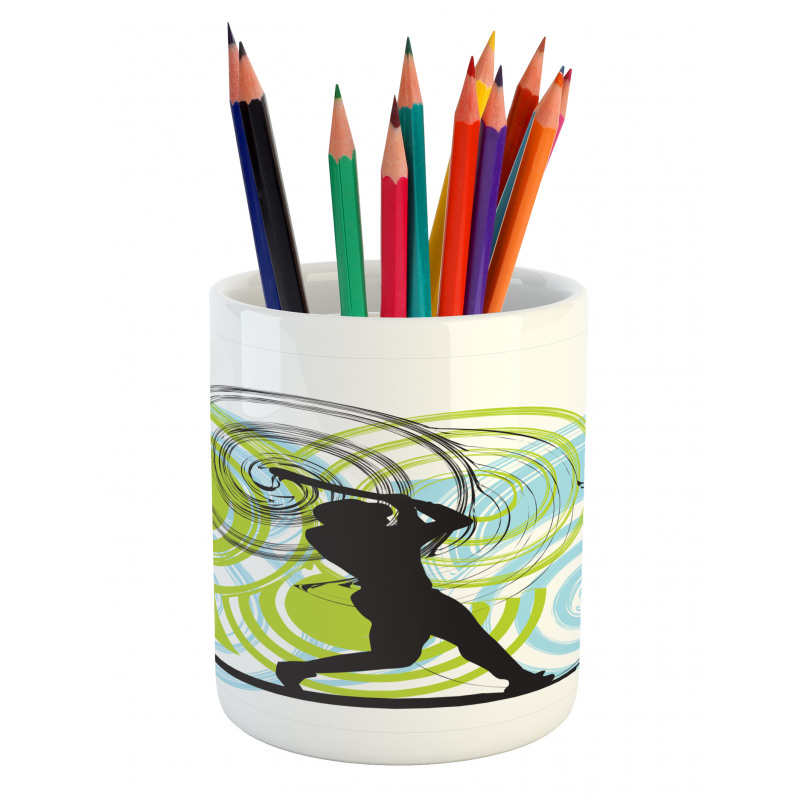 Baseball Player Circles Pencil Pen Holder