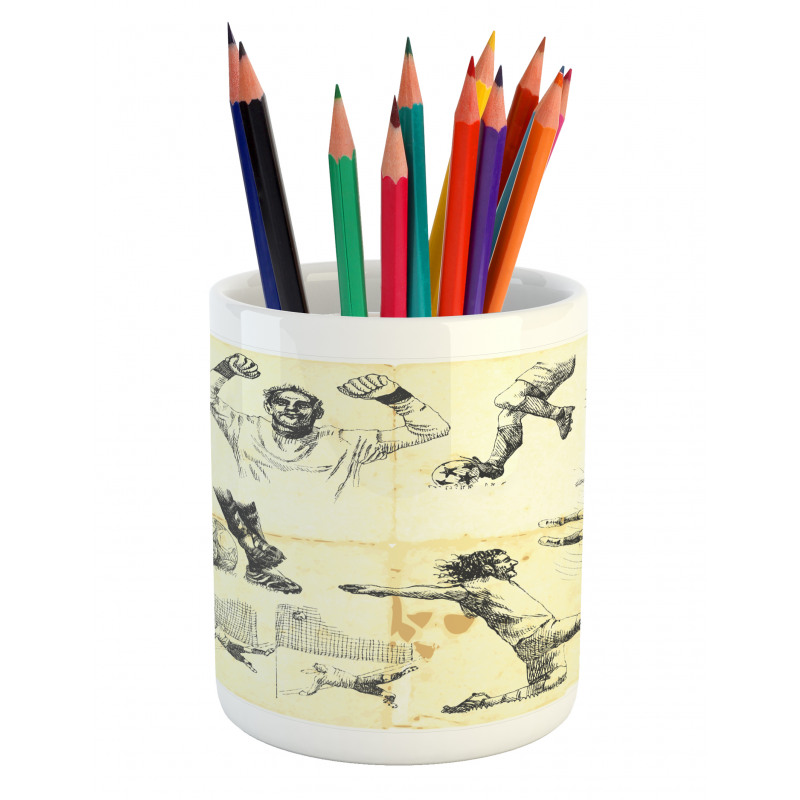 Soccer Players Artwork Pencil Pen Holder