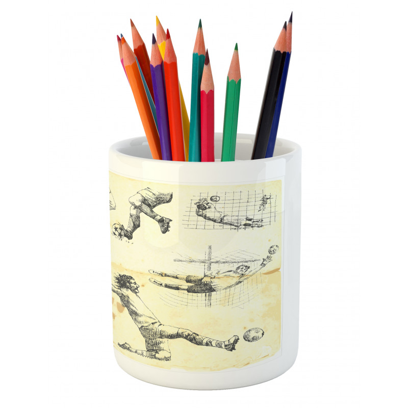 Soccer Players Artwork Pencil Pen Holder