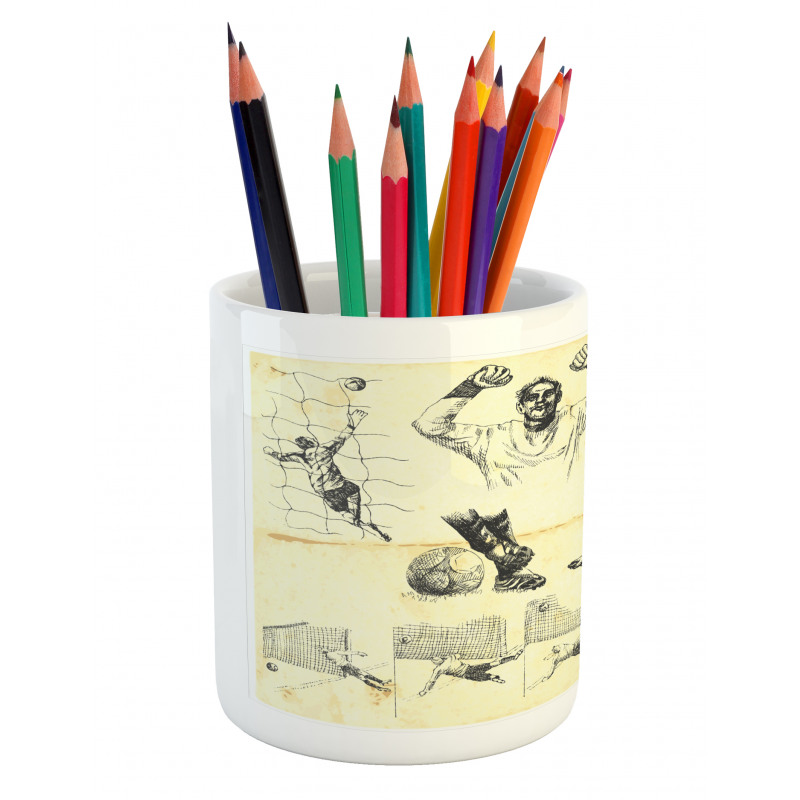 Soccer Players Artwork Pencil Pen Holder