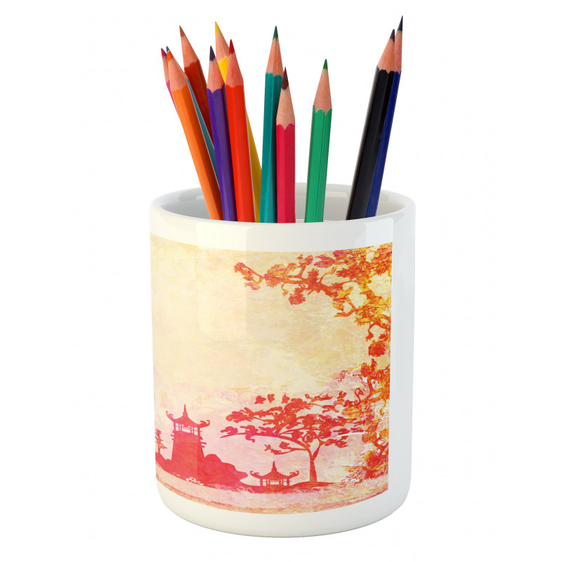 Chinese Lanterns Building Pencil Pen Holder