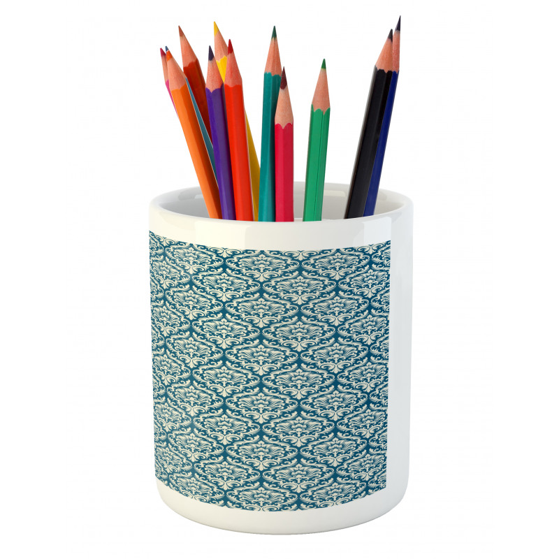 Blue Floral Pattern Pencil Pen Holder