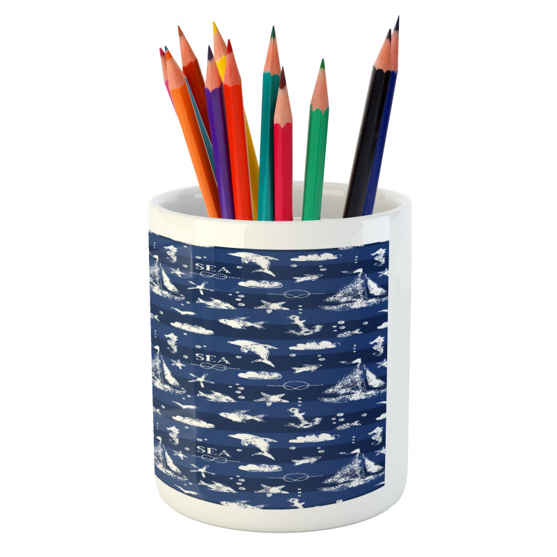 Grunge Anchor Ship Pencil Pen Holder